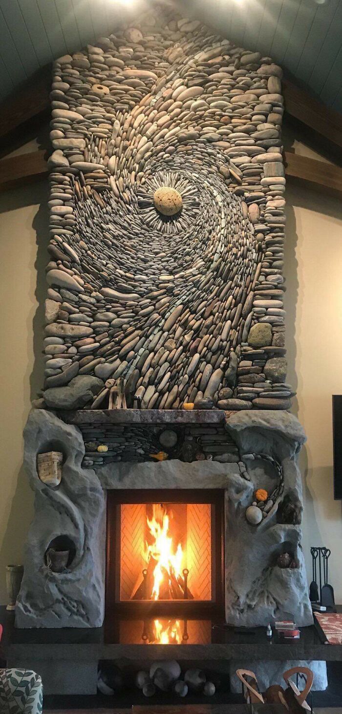 Chimenea de piedra natural