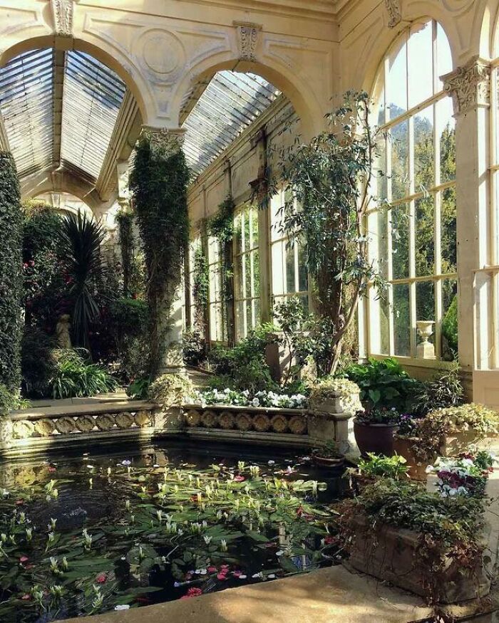 Invernadero de estilo italiano del siglo XIX de Castle Ashby House, Northamptonshire, Tierras Medias Orientales, Inglaterra 