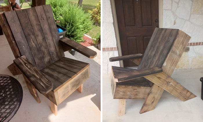 Otra silla hecha de mi cubierta que demolí