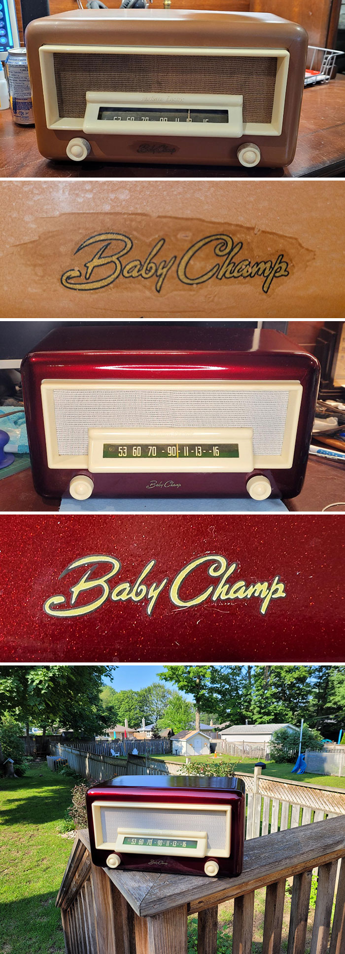 Vintage Radio Restauración. Esta es una radio de tubo canadiense Baby Champ 5400 de Northern Electric que acabo de terminar de restaurar