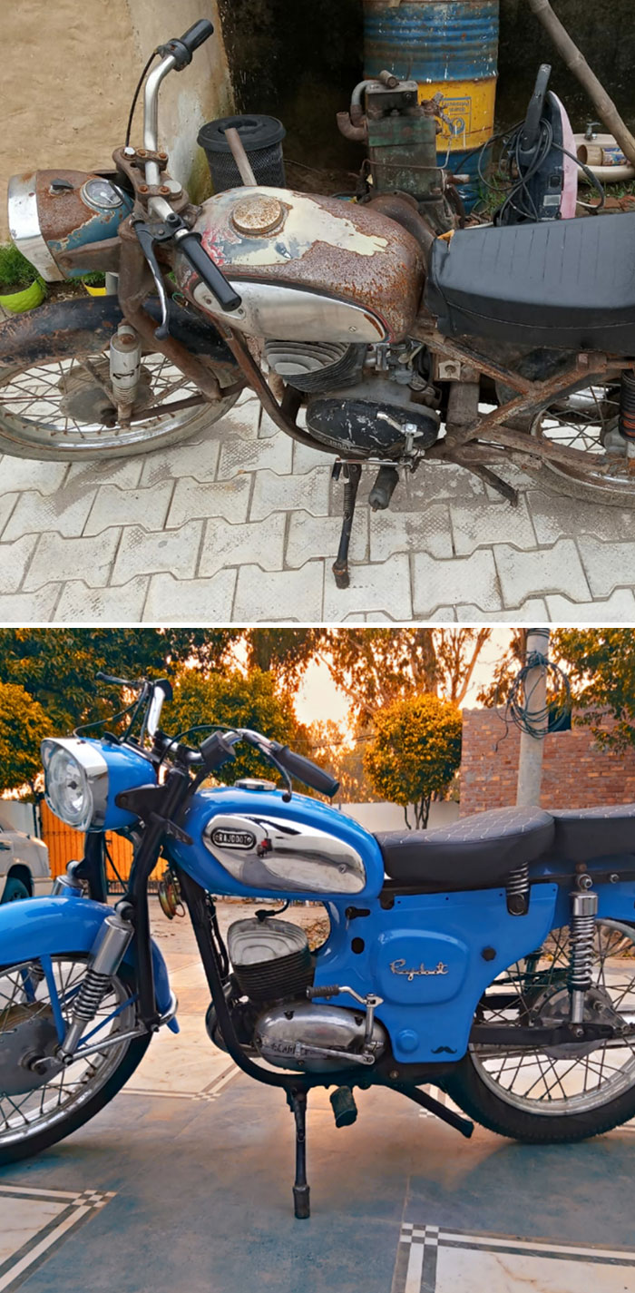 Mi padre y yo restauramos esta moto Yamaha Rajdoot de 1979