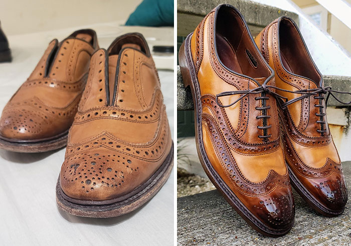 ¡Hago pulido y teñido de zapatos a medida! Esta es mi restauración más reciente