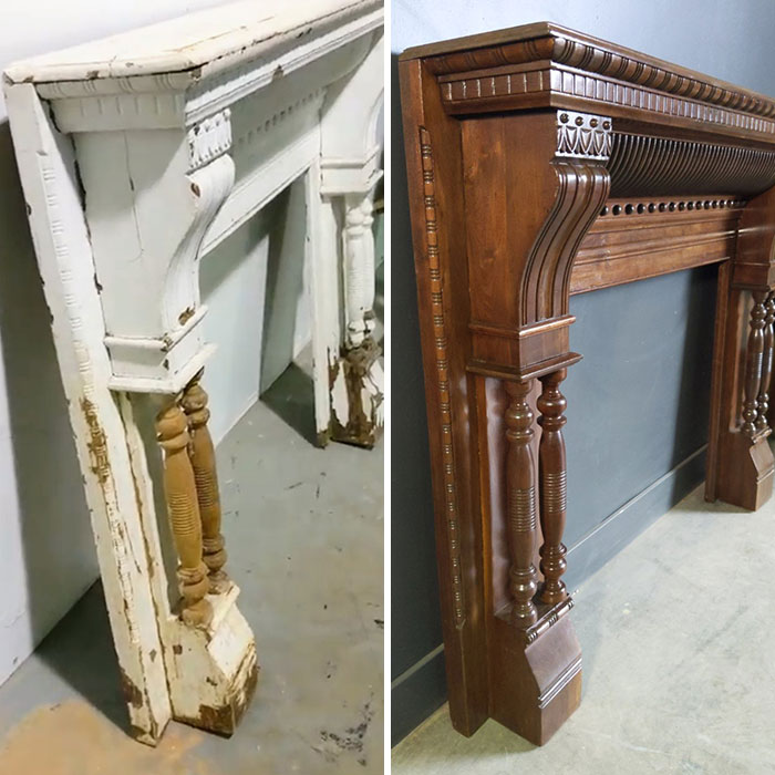 Restauración de una chimenea antigua pintada
