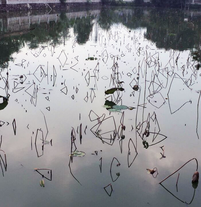 El reflejo de estos palos crea formas interesantes