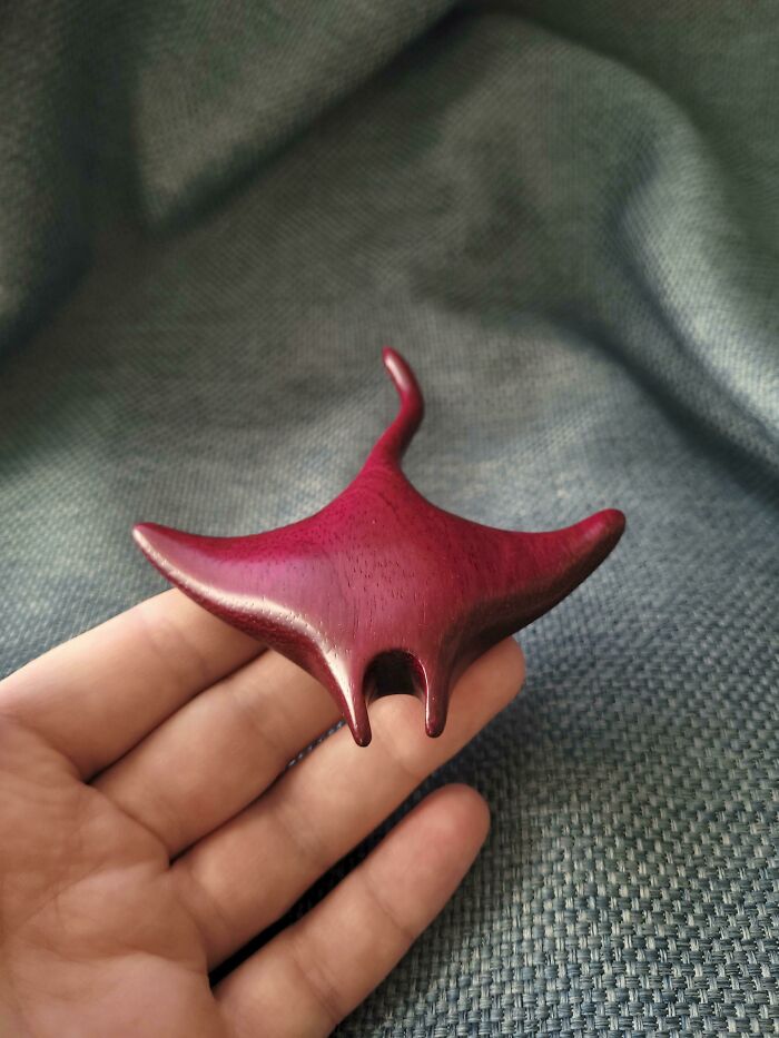He hecho una figura de madera de una manta raya