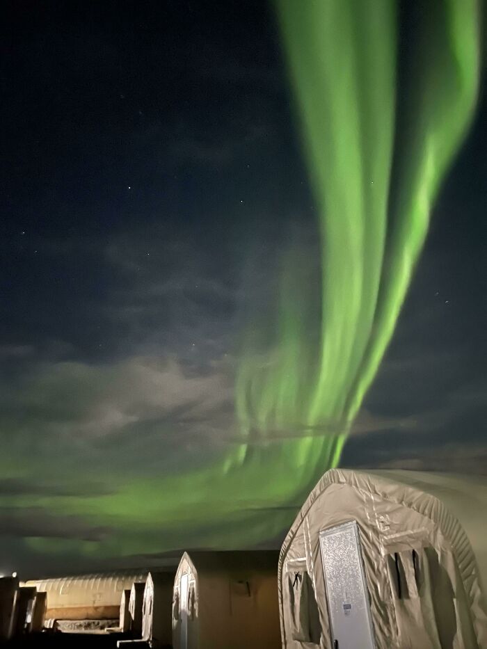 Auroras boreales esta mañana en el trabajo