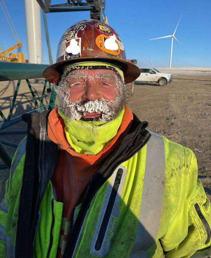 Este es mi marido después de trabajar todo el día a -49°C