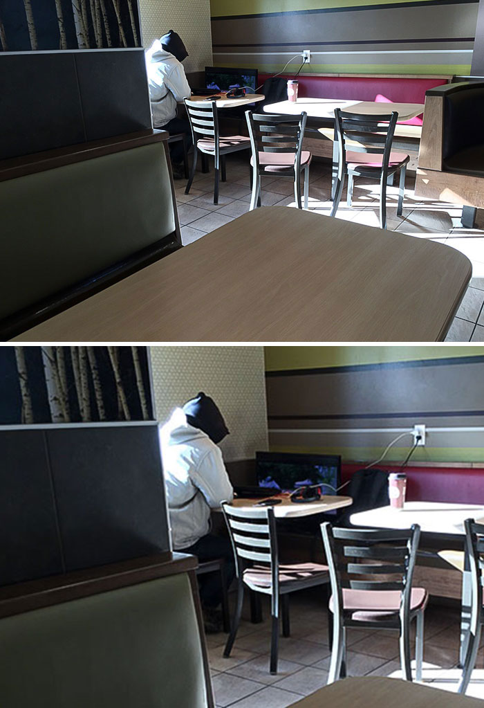  Este tipo trajo una televisión para ver películas en un McDonald's