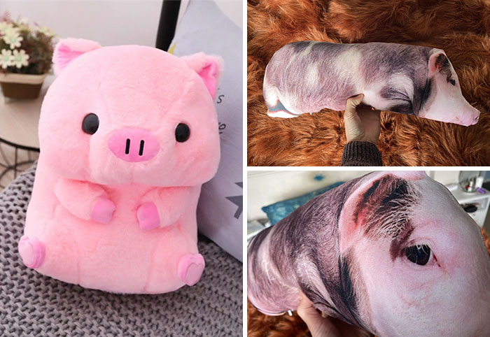 Pedí un bonito cojín de cerdo rosa de felpa estilo kawaii. Pero el que recibí es todo peludo y raro