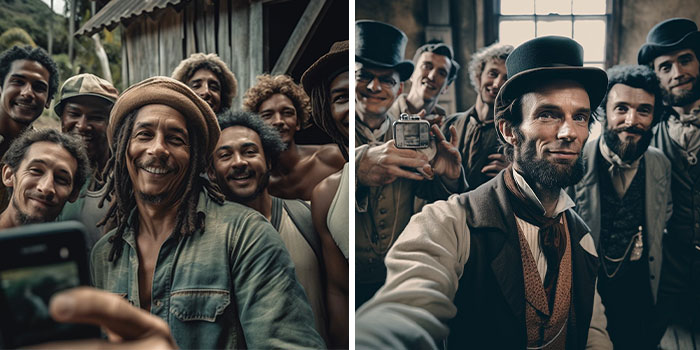 Gracias a la IA viajamos en el tiempo para ver cómo se tomaban selfies personajes icónicos del pasado
