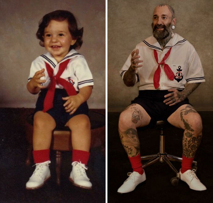 Mi madre me hizo el conjunto de los 2 años y el de los 39 años