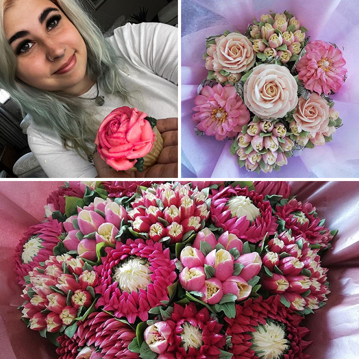 Tenemos una pequeña panadería y hemos aprendido por nuestra cuenta a hacer cupcakes florales