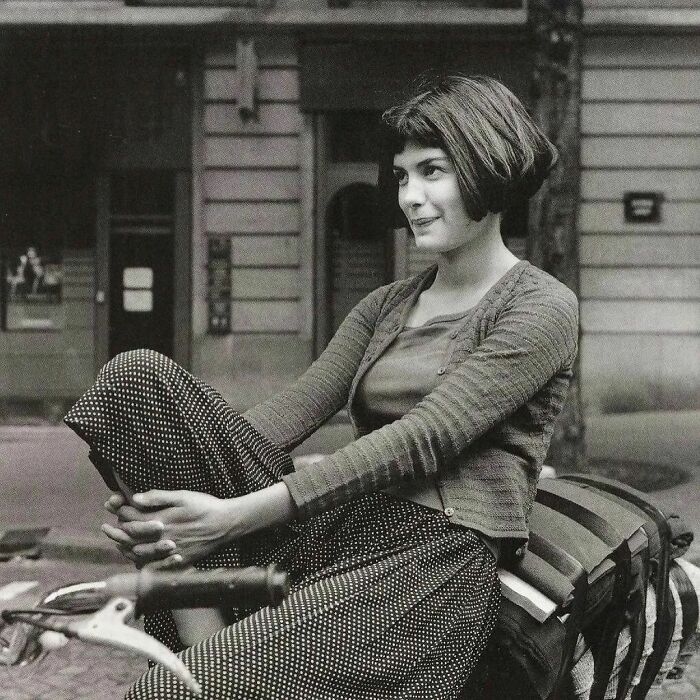 Audrey Tautou en el rodaje de Amélie en 2001