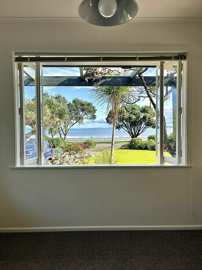 La vista desde la ventana de mi cocina. Auckland, Nueva Zelanda