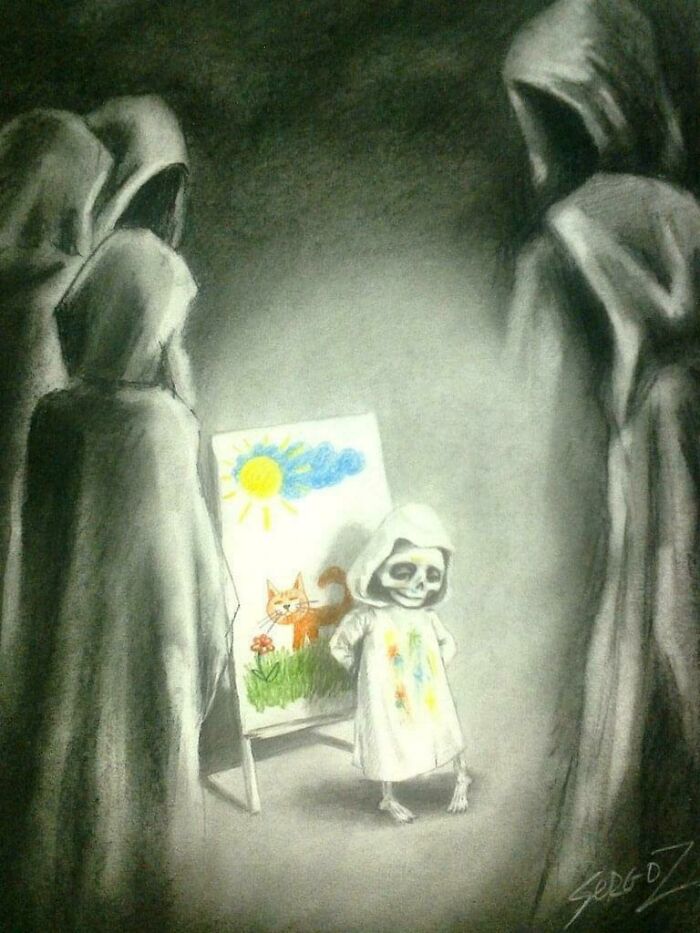 Cuando la muerte se enamoró de la vida. Hecho en grafito y lápiz de color, Sergey Zagarovski, 2021