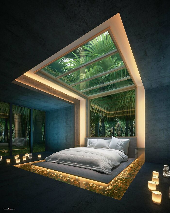 Idea de tragaluz en el dormitorio: Habitación llena de estrellas por Amin Moazzen