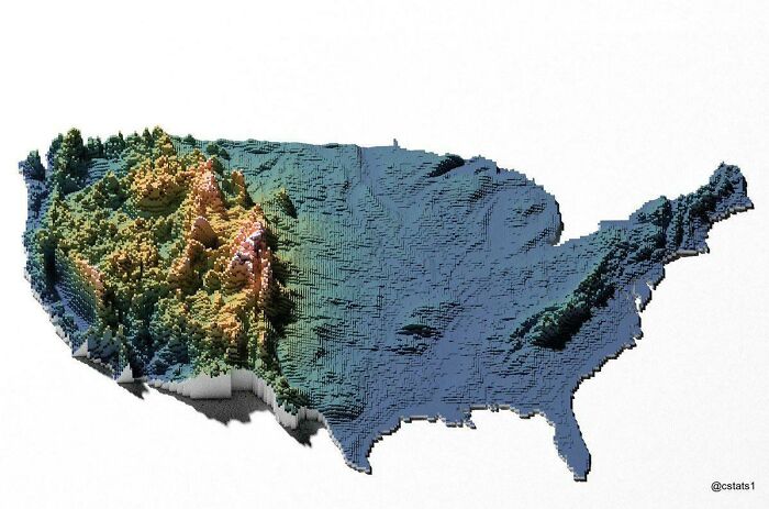  La topografía de Estados Unidos. Se ve genial