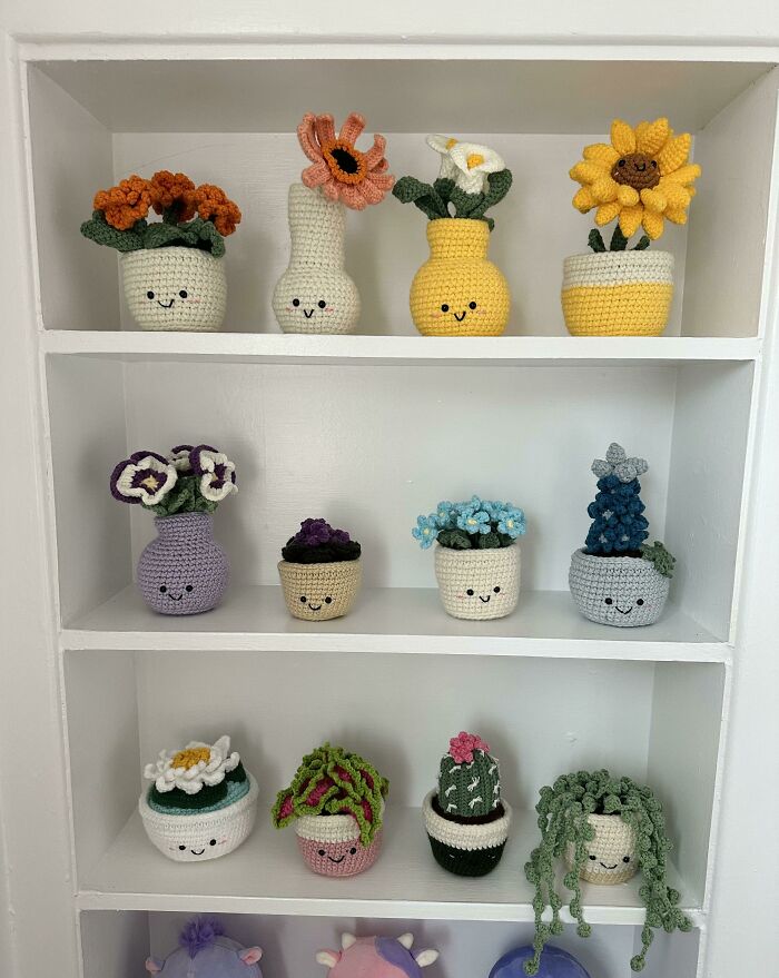 Mis plantas expuestas (todos los patrones son de Kawaii Crochet Garden, de Melissa Bradley)