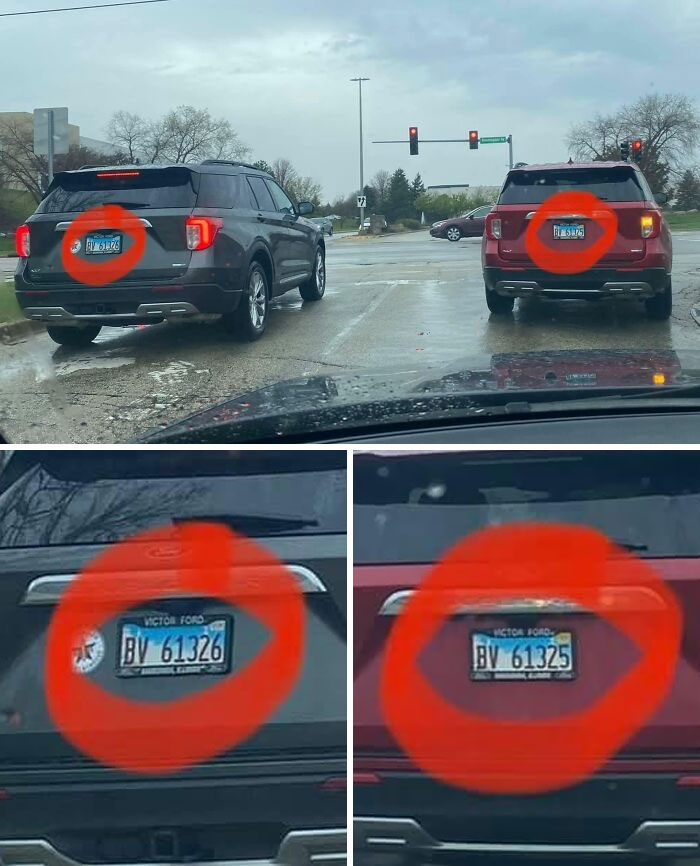 Coches iguales con matrículas consecutivas