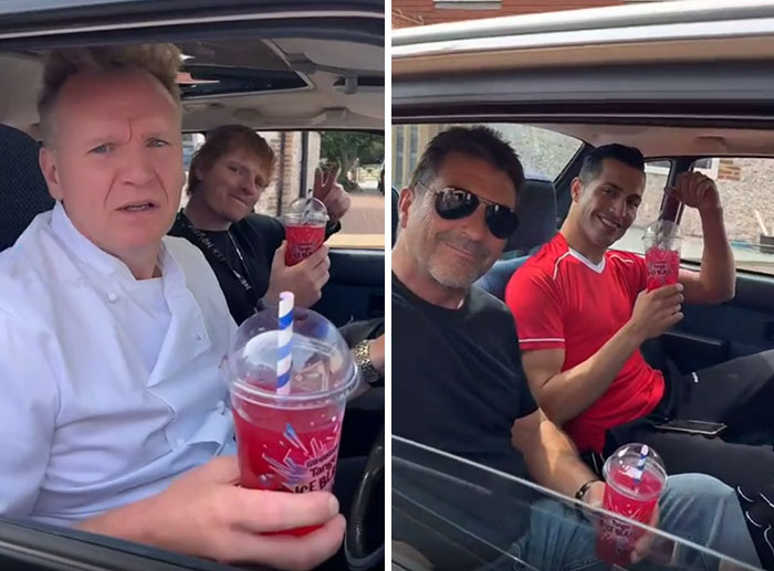 Gordon Ramsdale, Ed Sheehan, Simon Cowbell y Cristiano Ronaldo