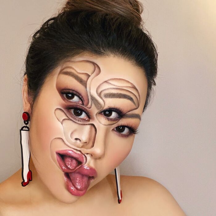 This Makeup Artist Creates The Most Fascinating Optical Illusion Looks, And You Might Need To Look At Them Twice To Figure It Out (31 New Pics)