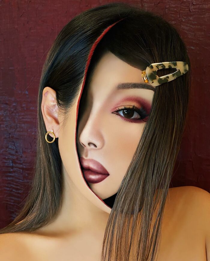 This Makeup Artist Creates The Most Fascinating Optical Illusion Looks, And You Might Need To Look At Them Twice To Figure It Out (31 New Pics)