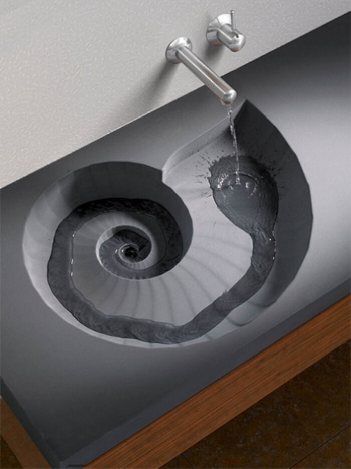Este fregadero con temática de concha de nautilo