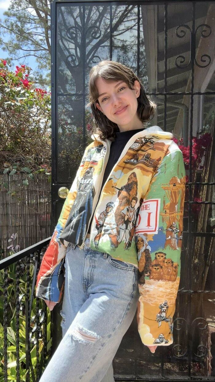 Chaqueta hecha con un saco de dormir