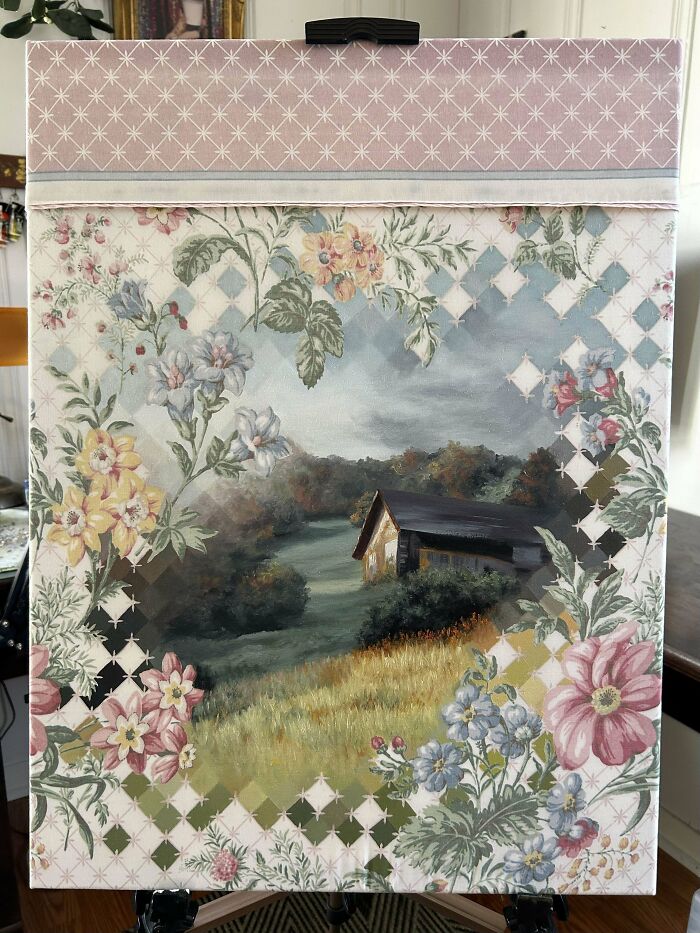 Pinturas al óleo que hice con telas de segunda mano