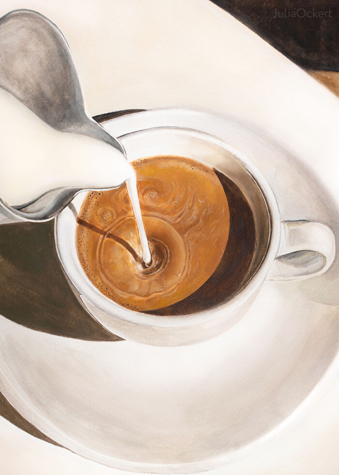 Pinté una taza de café en acuarela