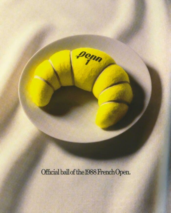 Anuncio de pelotas de tenis Penn promocionando el Open de Francia, 1988