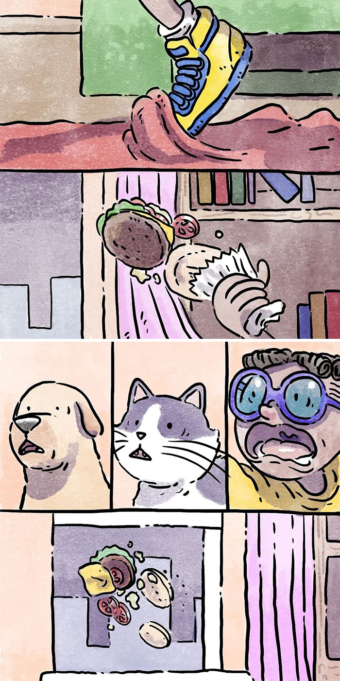 Este artista crea 6 nuevos y emotivos cómics sobre la vida con un gato y un perro inspirados en sus experiencias personales