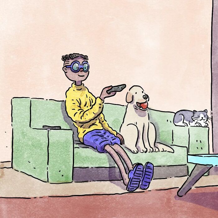 Este artista crea 6 nuevos y emotivos cómics sobre la vida con un gato y un perro inspirados en sus experiencias personales