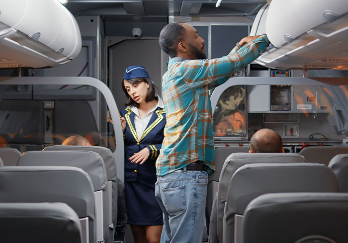 Esta Karen intentó quitarle el asiento de avión a un hombre y armó un escándalo cuando él quiso recuperarlo