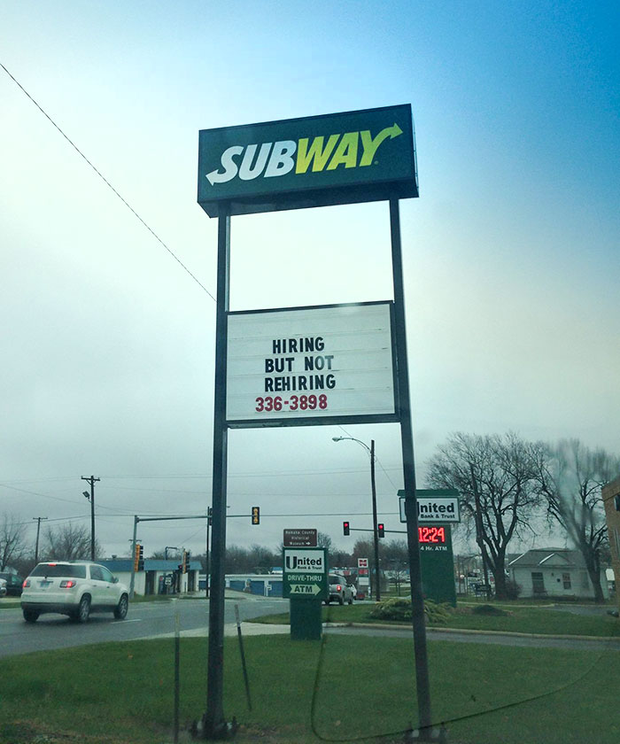 Subway es bastante pasivo-agresivo