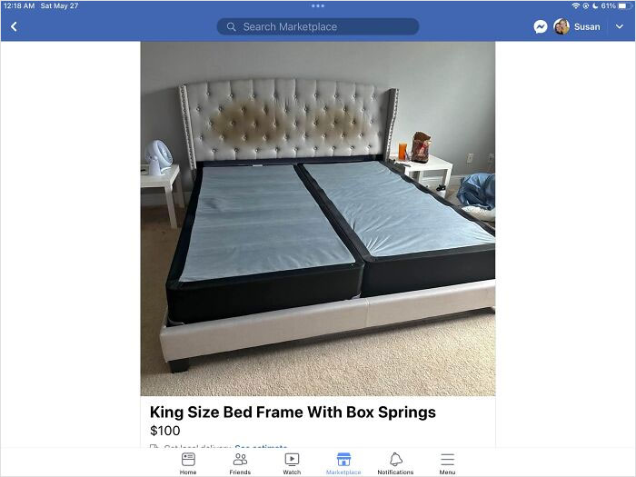 Este cabecero asqueroso con manchas de grasa que venden en el Marketplace de Facebook
