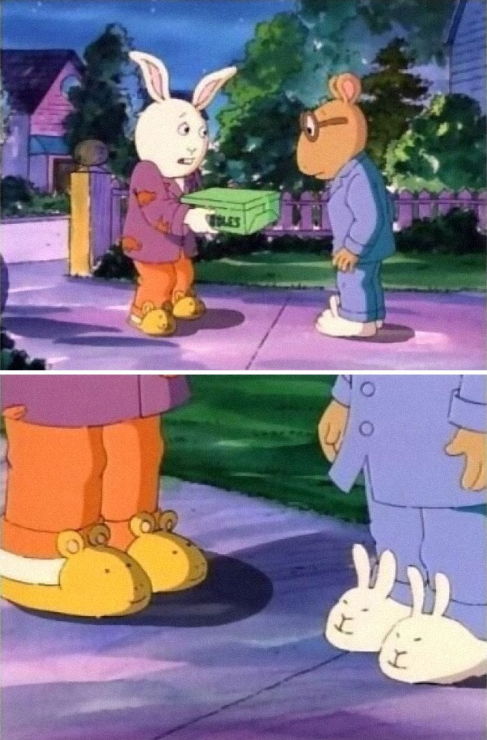Arthur y Buster son tan buenos amigos que cada uno tiene unas zapatillas del otro