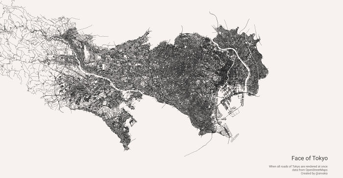 Renderizado de todas las carreteras en la zona de Tokyo