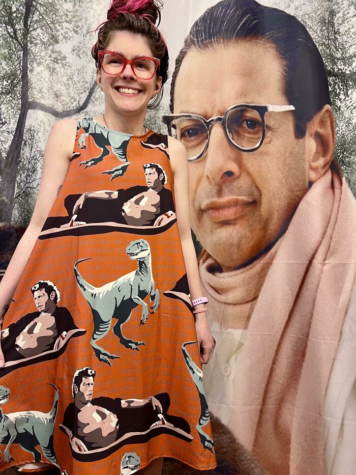 Vestido de Jeff Goldblum frente a mi cortina de ducha de Jeff Goldblum
