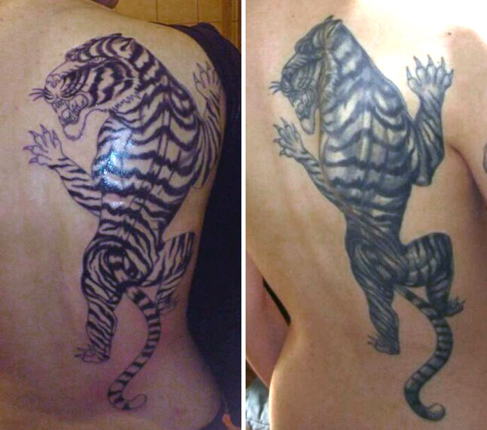 Me hice este tigre a los 19 años. Me dijo que lo hacía "a mano alzada"