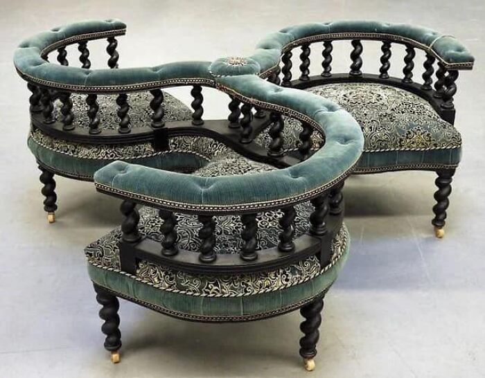 Silla victoriana para conversaciones de cortejo, Europa, siglo XIX