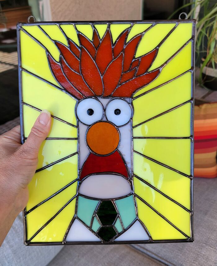 Vidriera de Beaker de los teleñecos, realizada por mi