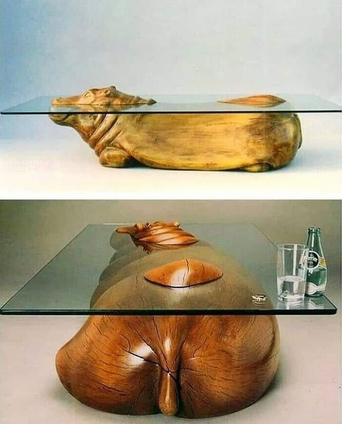 Mesa de hipopótamo, diseñada por Derek Pearce