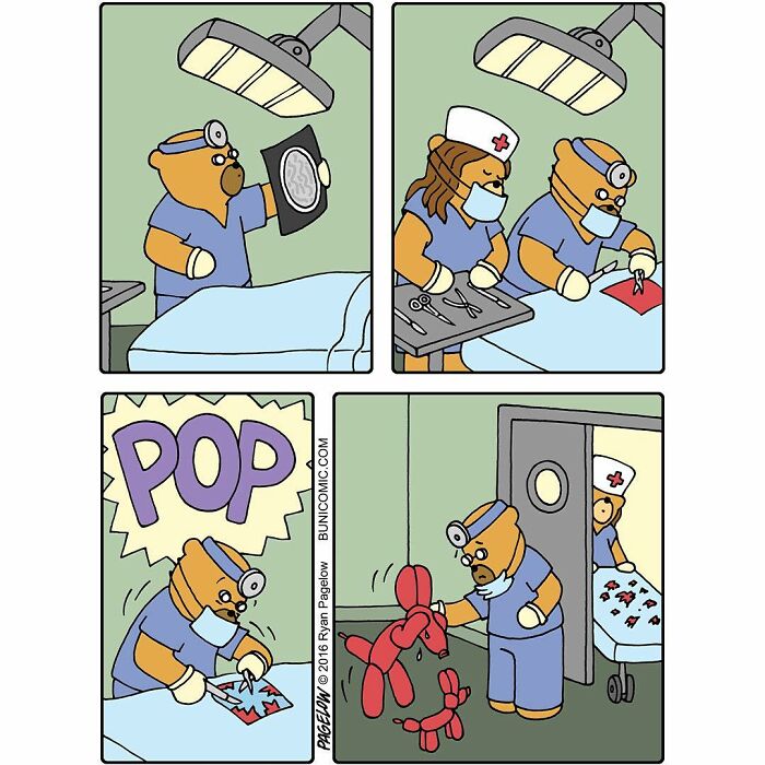 Artist Creates Cute Comics With Not-So-Cute Endings; Here Are 28 Featuring The Character Bear Doctor (New Pics)