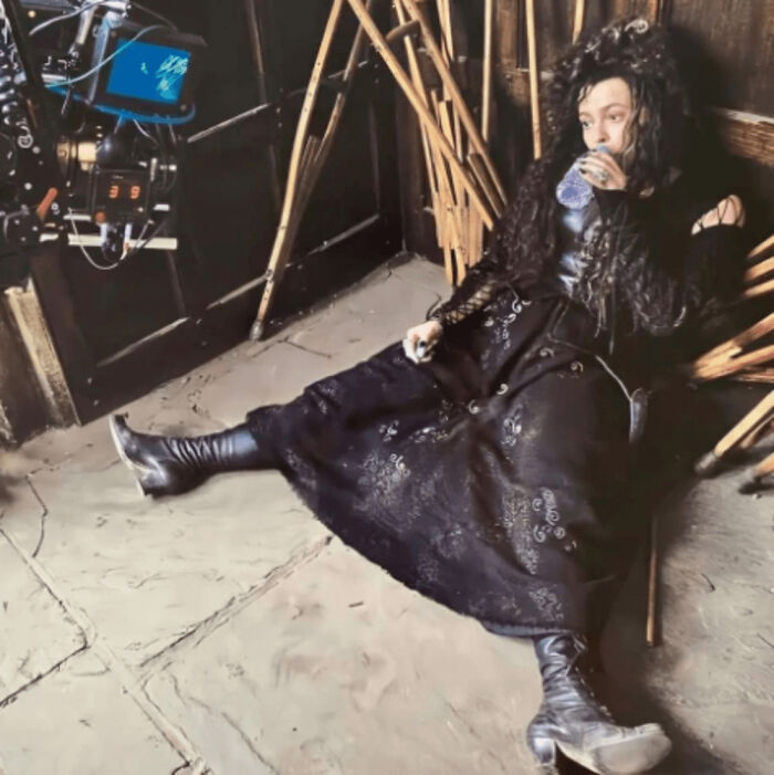 Helena Bonham Carter en el rodaje de Harry Potter
