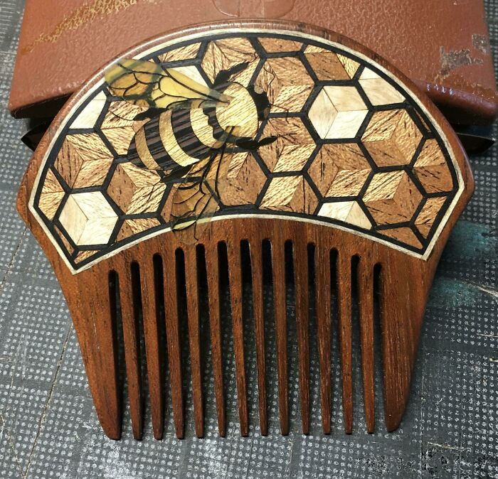 Peine con abeja sobre su panal