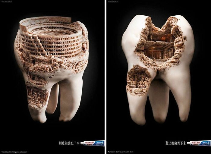 Anuncio de pasta de dientes. El que ha hecho este trabajo de photoshop necesita un aumento