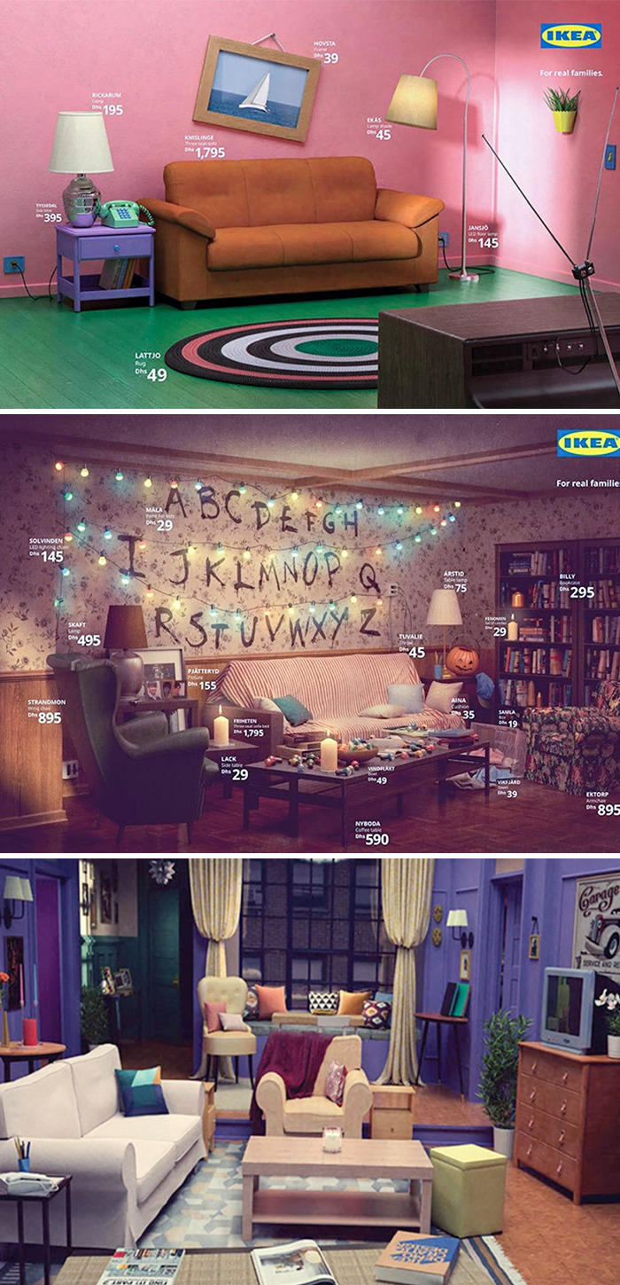 Anuncio de Ikea recreando salones de los Simpsons, Stranger Things y Friends