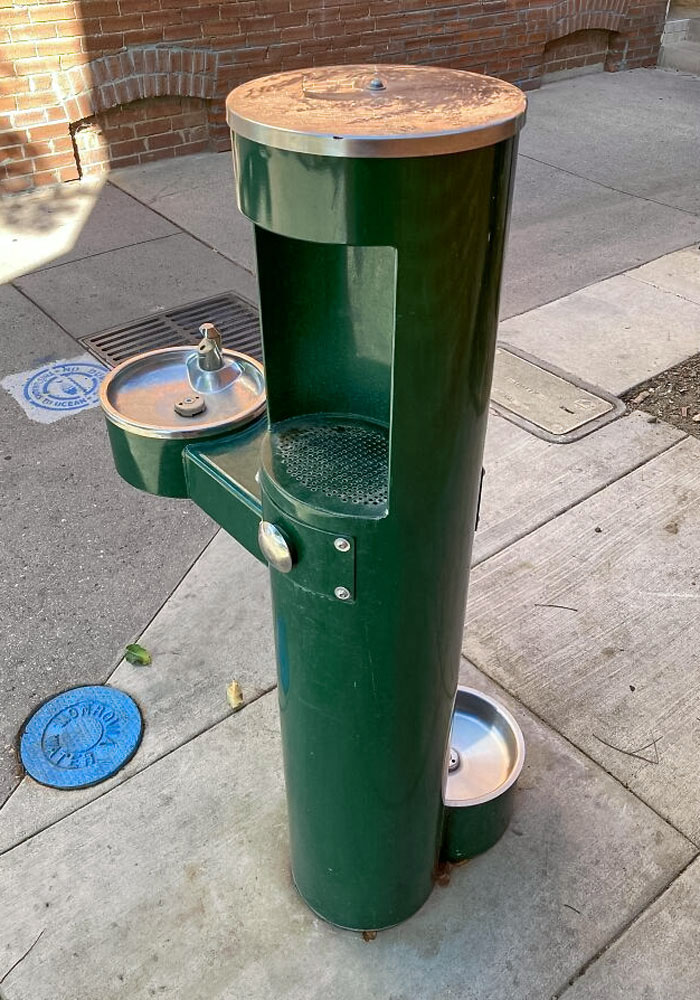 Fuente de agua con 3 chorros: Para beber, para rellenar botellas y para mascotas