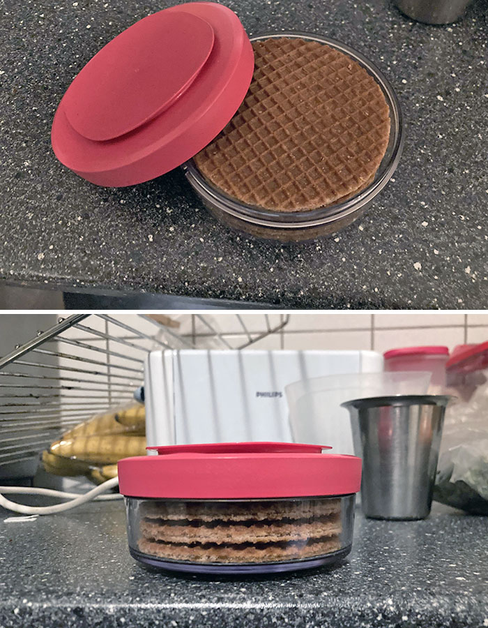 Caben exactamente 4 galletas gofre en este tuper